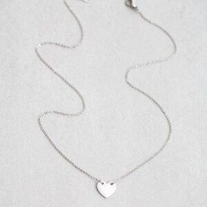Lovoda ♥ Heart Charm Weave 14k White Gold Plated Chain Dainty Necklace NWT